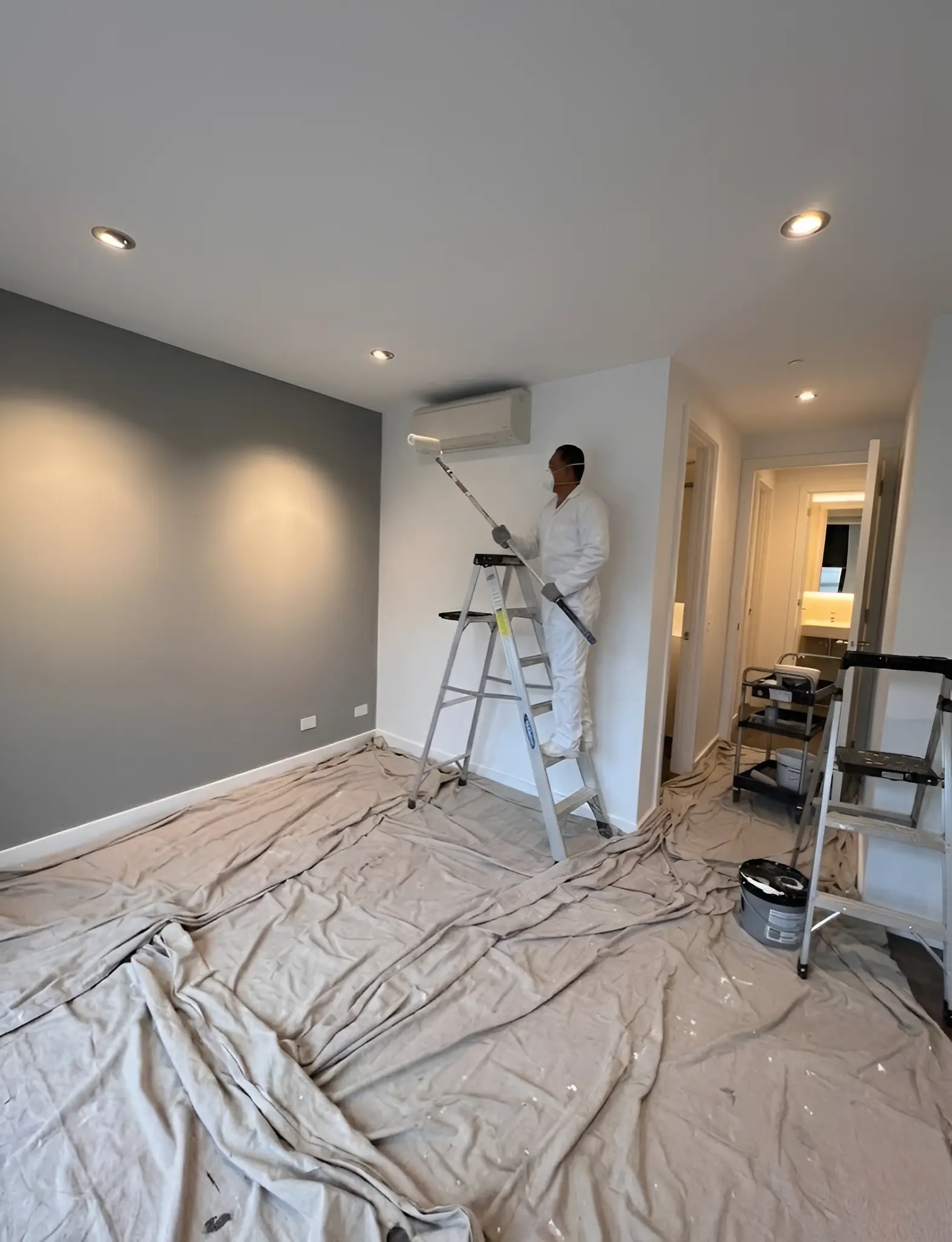 Before ceiling painting Napier cracks stains