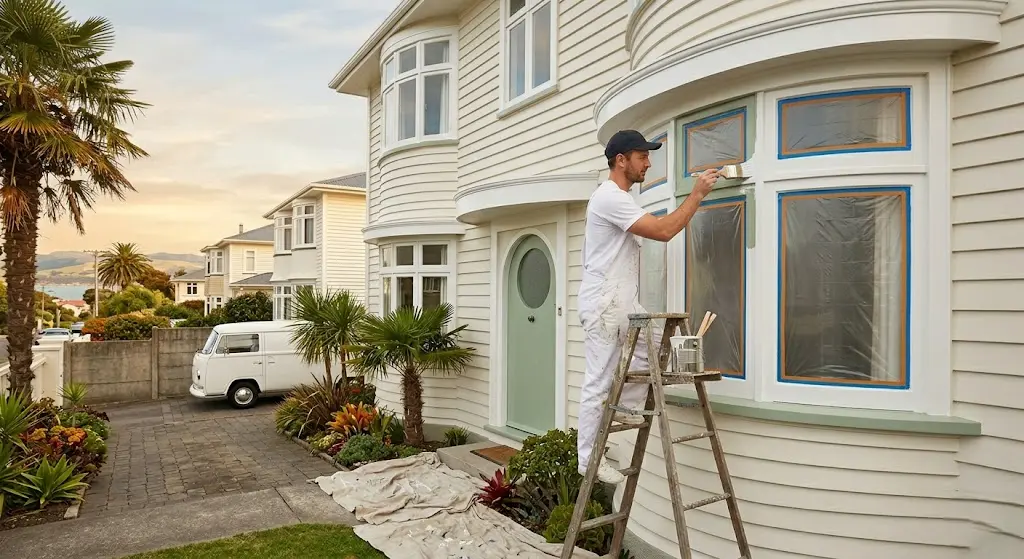 House painters Napier — exterior painting on a weatherboard home by PaintMate NZ