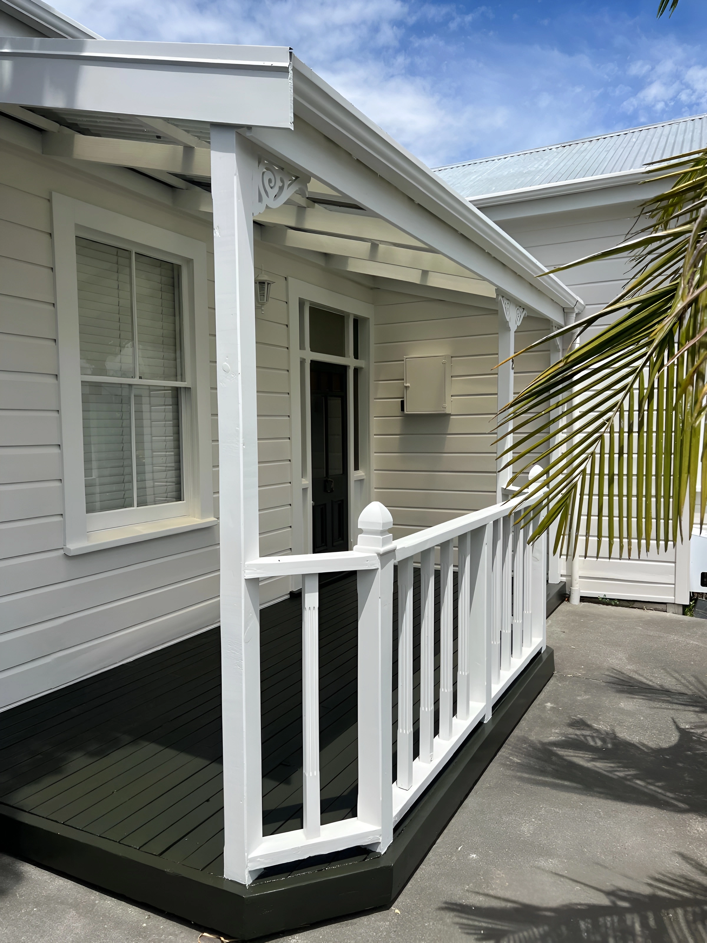 Exterior painting Napier weatherboard villa fence and deck
