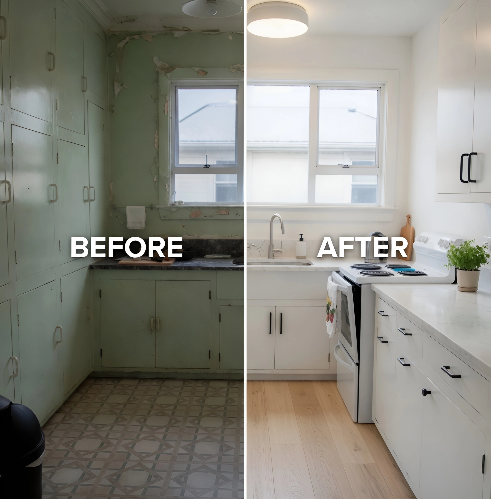 Kitchen cabinet painting before and after Hastings